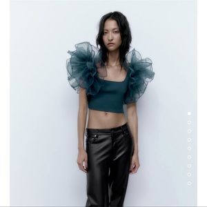 Zara Contrasting Organza Top